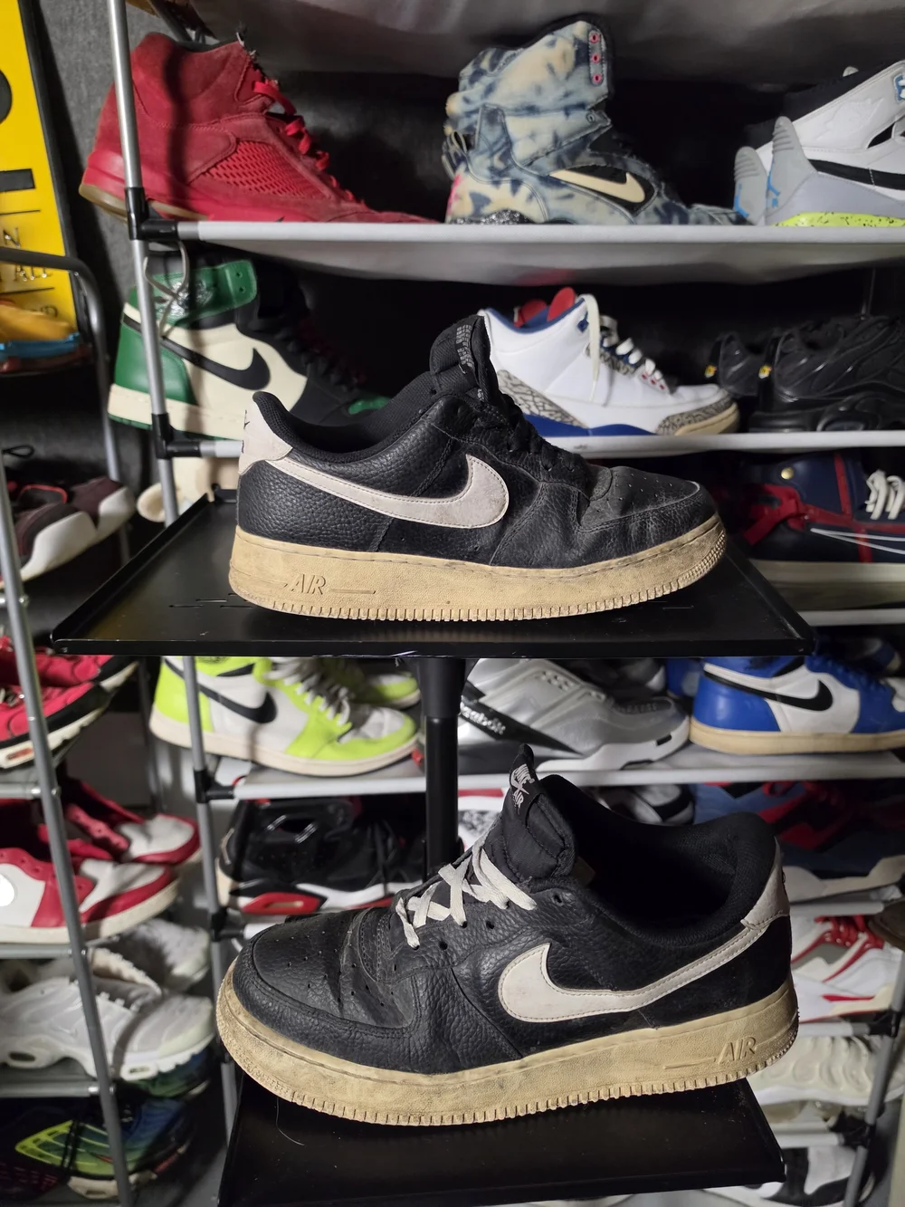 🔥 Nike Black Cream Air Force 1 Low Sneakers Men Size 10 Well Worn!